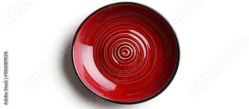 Red ceramic plate featuring...