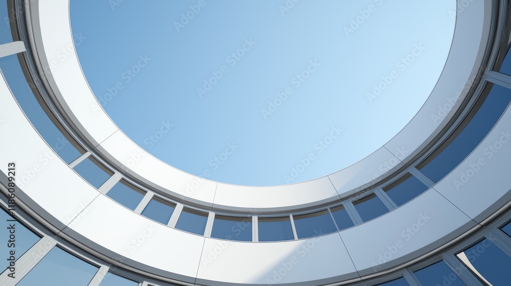 Fototapeta premium Abstract Circular Architecture with Skylight and Blue Sky