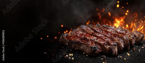 The grilled beef set agains...