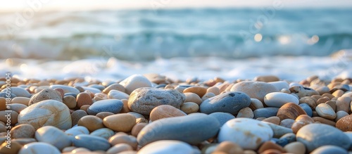 pebble stones on a shore. w...