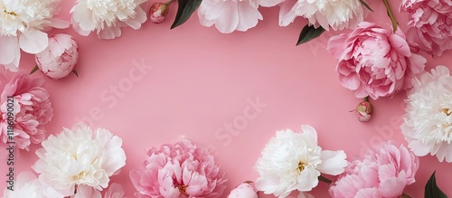 Pink and white peonies set ...