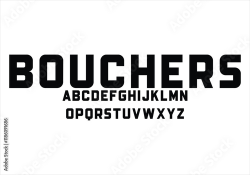 Bouchers font for logo and headline. Isolated vector typeset
