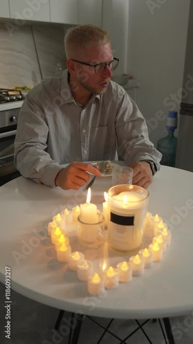 Candles Man Lighting Heart Table