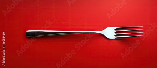 Fork on a red background. w...