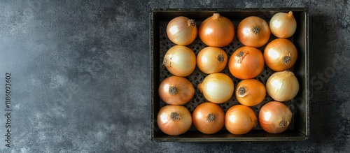 Yellow onions placed in an ...