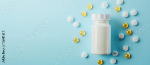 Bottles and vitamin capsule...