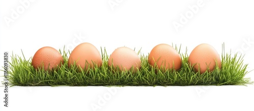 fresh eggs on grass set aga...