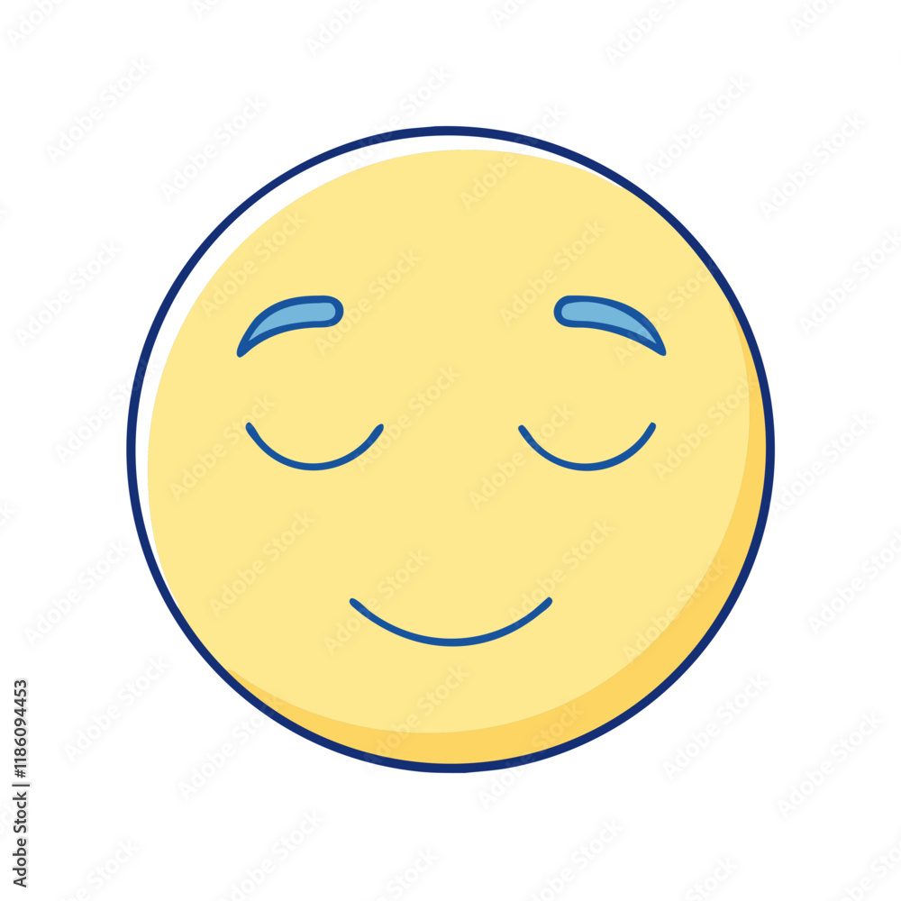 Fototapeta premium peaceful face emoji vector icon, singles awareness vector illustration - simple illustration of peaceful face emoji perfect for logos, and self love -themed designs.