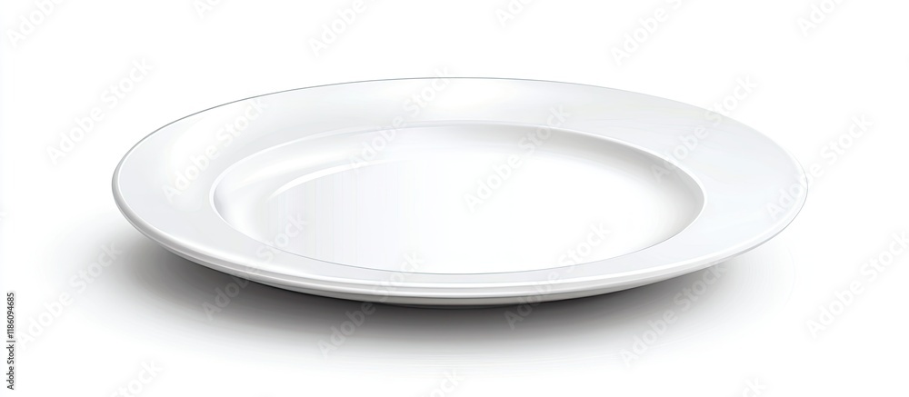 Isolated empty plate on a white background. with copy space image. Place for adding text or design Isolated empty plate on a white background. with copy space image. Place for adding text or design