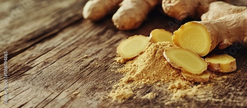 Ginger root sliced ginger a...