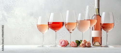 Rose wine in various glasse...