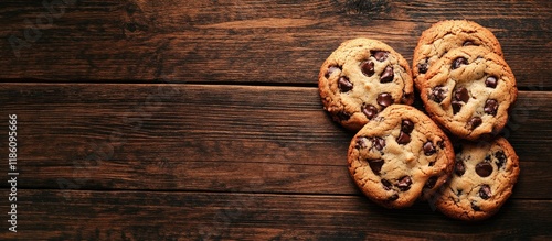 Tasty cookies on a wooden b...