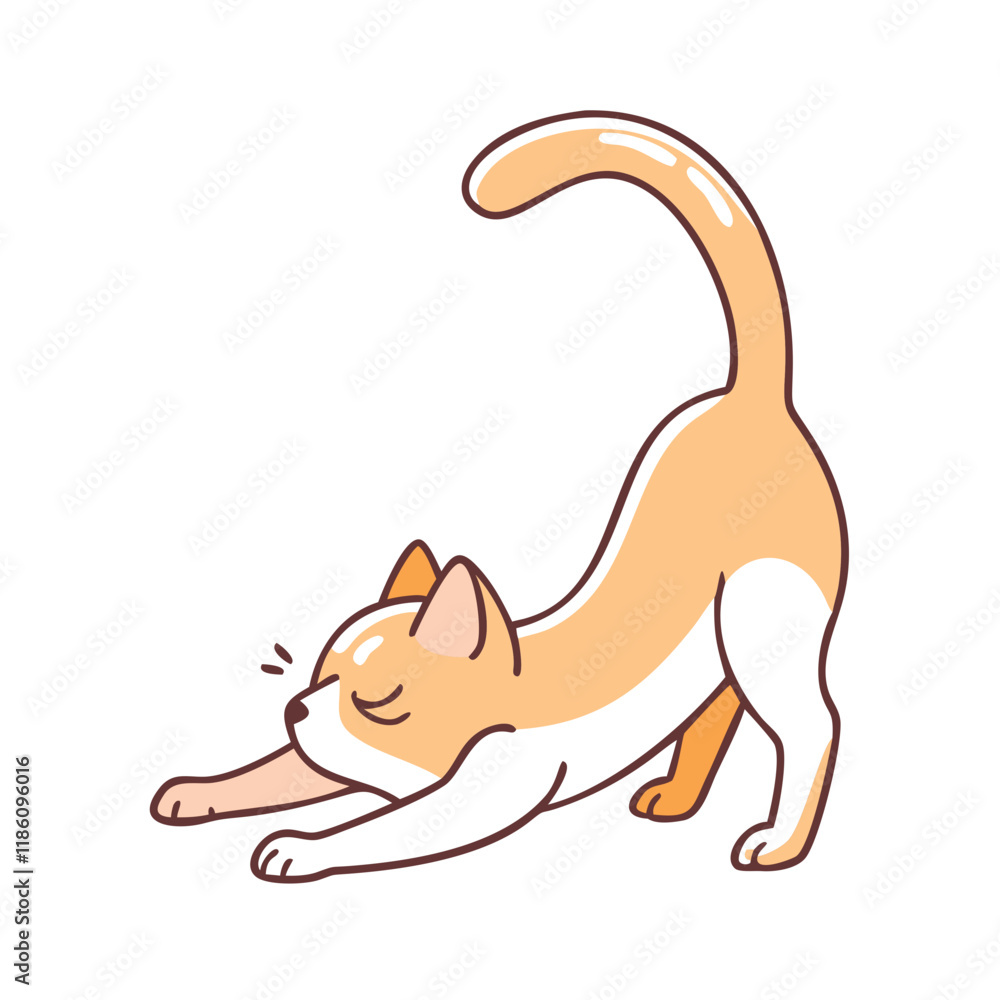 Naklejka premium stretching cat vector icon, singles awareness vector illustration - simple illustration of stretching cat perfect for logos, and self love -themed designs.
