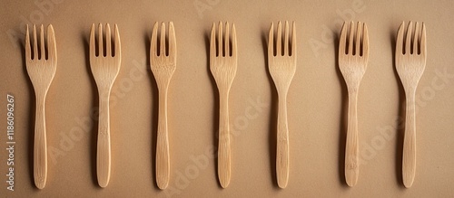 Wooden forks on a cardboard...