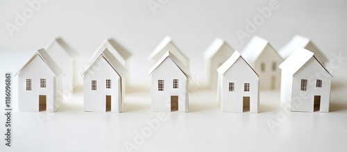 Isolated paper houses on a ...