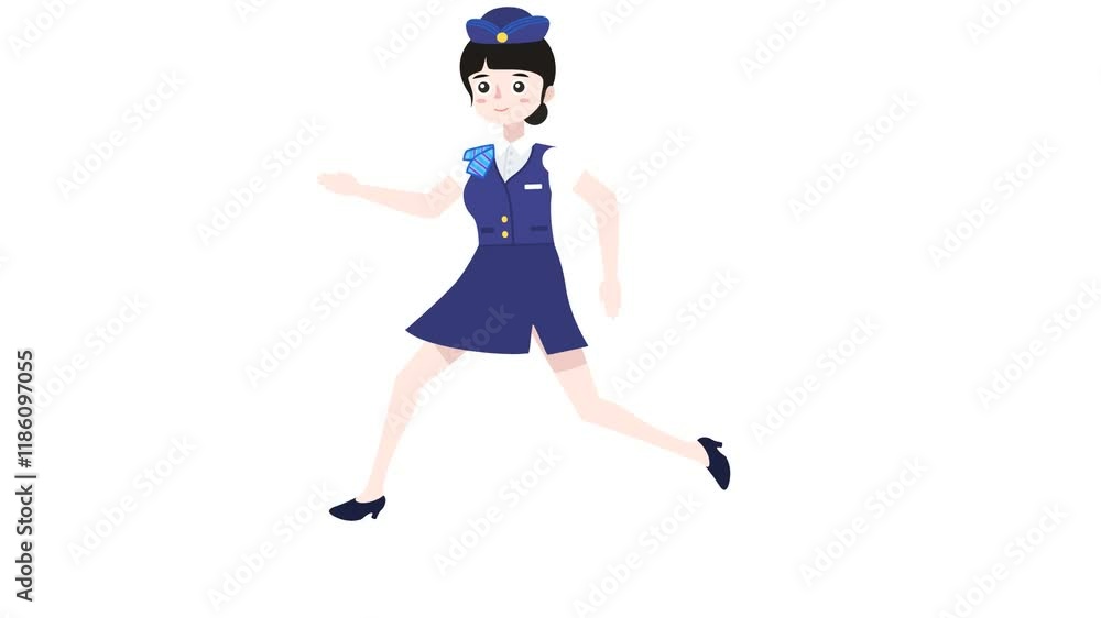 Flight attendant doing motion graphics animation Flight attendant doing motion graphics animation
