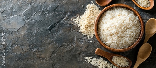 Parboiled rice in a wooden ...