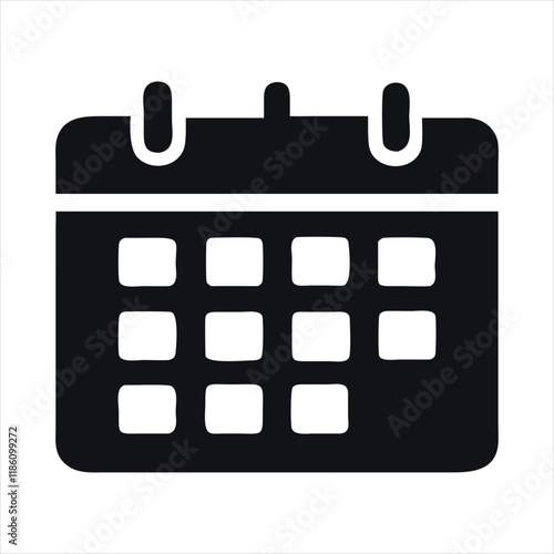 black calendar icon, appointment schedule flat icon for apps and websites