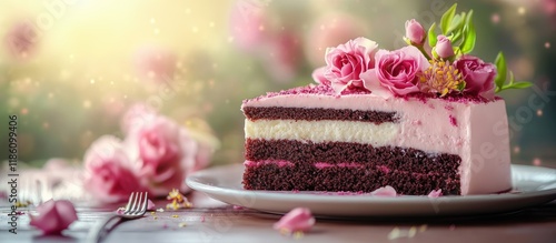 Cake and flowers with copys...