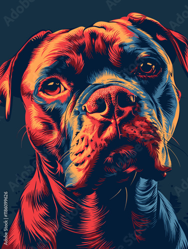 Boxer dog portrait. Vector illustration for t-shirt design.