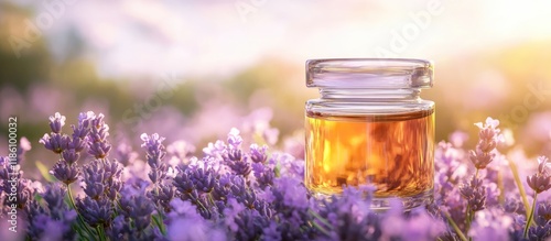 Lavender oil in a glass con...