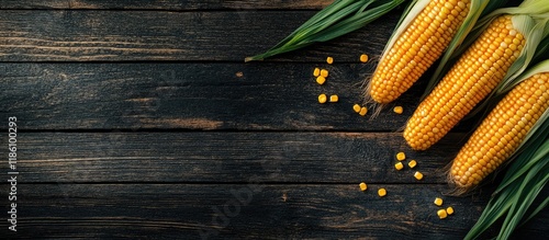 Fresh yellow corn placed on...