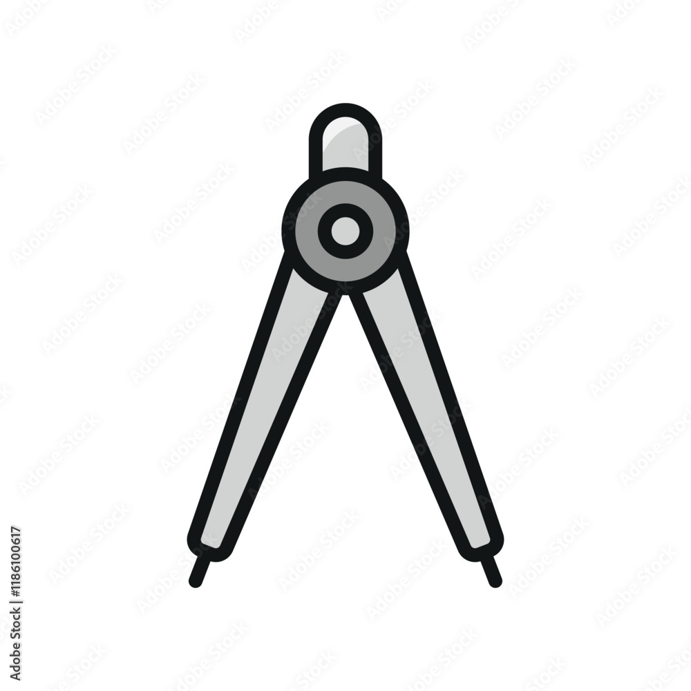 Ruler compass icon featuring a sleek and modern style, ideal for adding accuracy to engineering, architecture, or design-related projects Ruler compass icon featuring a sleek and modern style, ideal for adding accuracy to engineering, architecture, or design-related projects