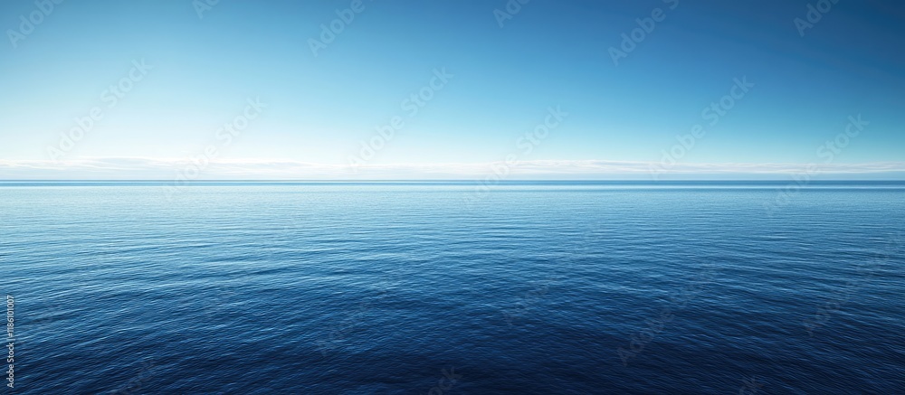 Obraz premium Seascape featuring a sea horizon and nearly clear deep blue sky Background. with copy space image. Place for adding text or design