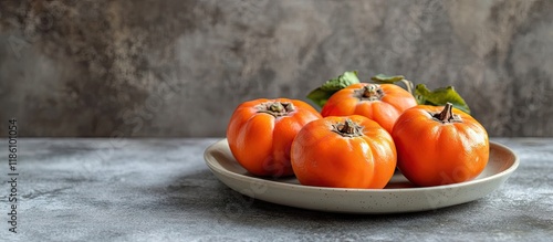 A plate of fresh persimmons...