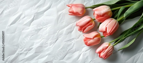A bouquet of pink tulips re...