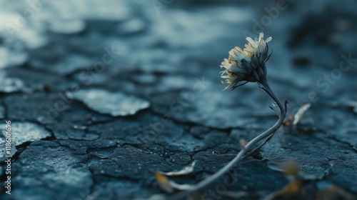 A Close up of a Single Flower Sitting on the Ground - Generative AI photo