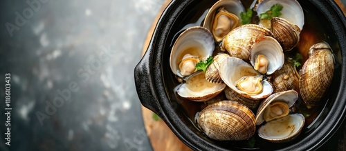 Japanese cuisine clams simm...