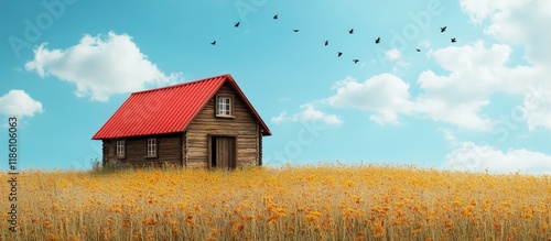 A wooden house featuring a ...