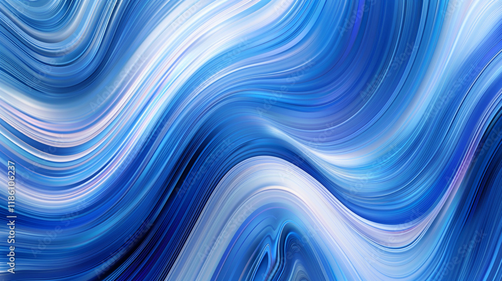 Fototapeta premium Vibrant blue abstract waves create soothing and dynamic visual effect. flowing lines evoke sense of movement and tranquility, perfect for modern decor