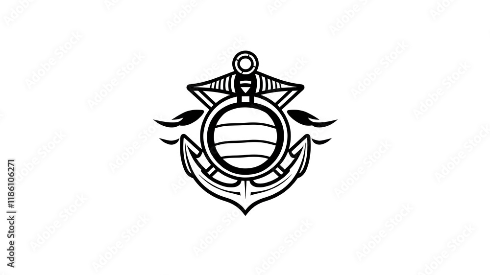 marine themed logo icon on white background. Generative AI marine themed logo icon on white background. Generative AI