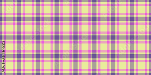 Vibrant pastel plaid pattern in yellow, pink, and purple hues. Perfect for textile design, website backgrounds, or scrapbooking projects.