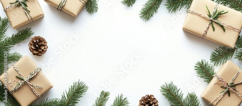Gifts and fir branches crea...