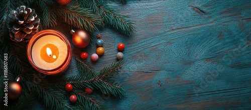 Top view of fir branches de...