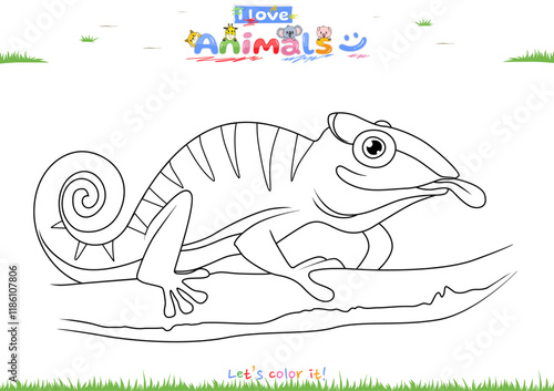 Lets color it Chameleon cartoon