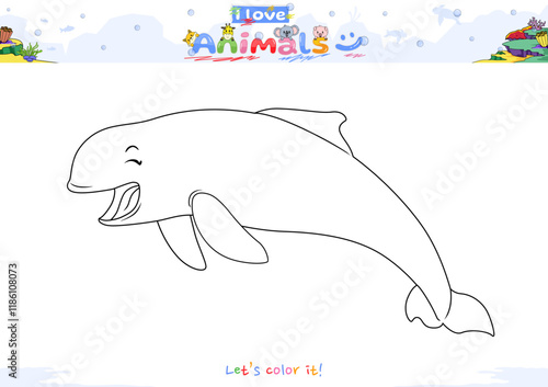 Lets color it Irrawaddy Dolphin cartoon