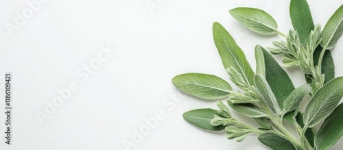 Sage leaves with a flower o...