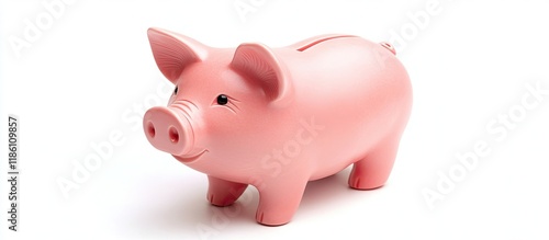 Pink piggy bank seen from t...