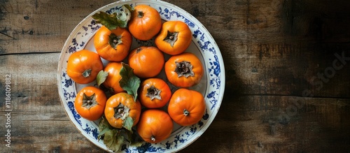 A plate of fresh persimmons...