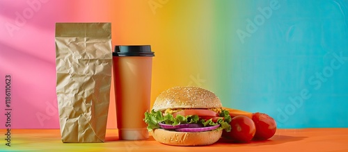Lunch bag and food on a col...