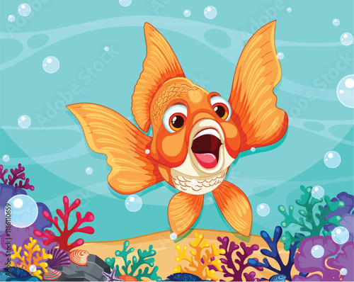 Joyful Goldfish in Vibrant Coral Reef