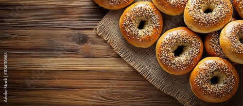 Numerous tasty fresh bagels...