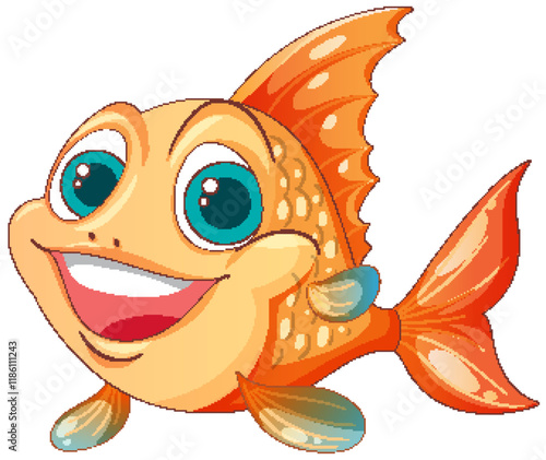 Cheerful Cartoon Orange Fish Illustration photo