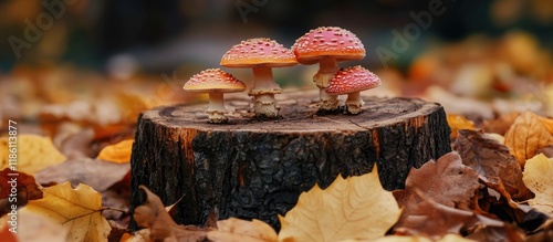 Autumn theme small mushroom...