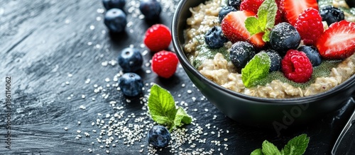 Delicious oatmeal topped wi...