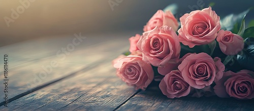 Blurred pink rose bouquet o...